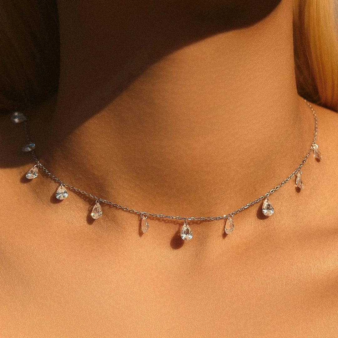 Sparkling Zircon Stapelbart nyckelbenshalsband med choker