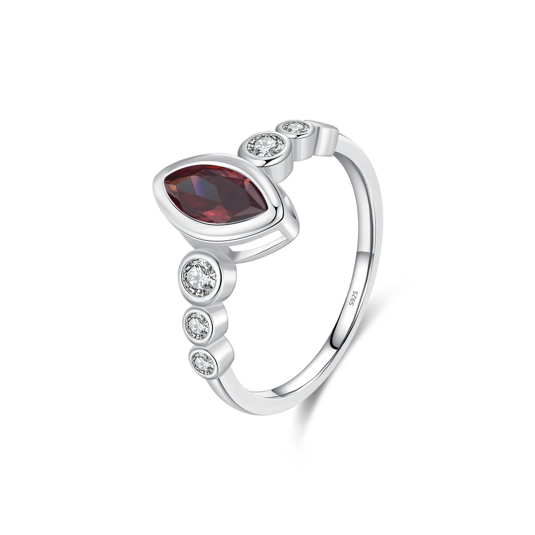 Trendig Rhombus Rhodolite Zirconia stapelbar ring