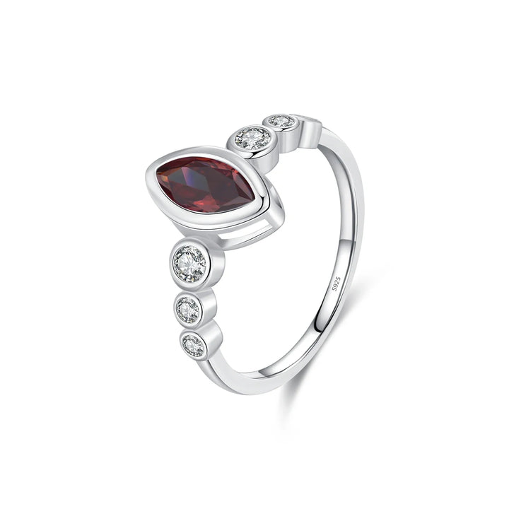 Trendig Rhombus Rhodolite Zirconia stapelbar ring
