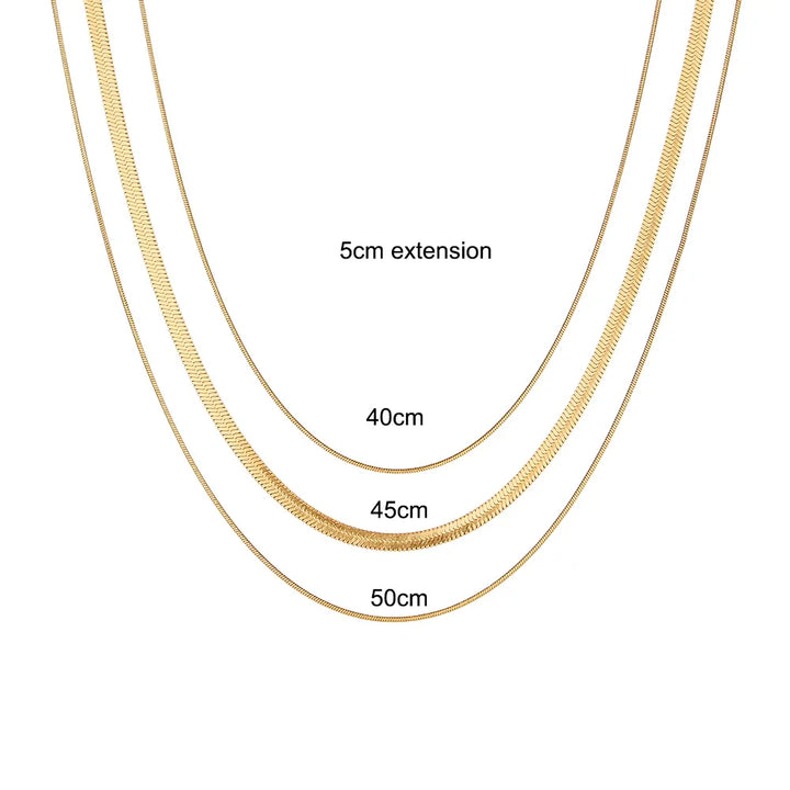 18K guldpläterat halsband med fiskbensmönstrad ormkedja: Snygg och sexig elegans